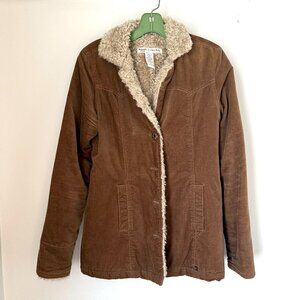 VTG Abercrombie & Fitch Women's Corduroy Jacket Brown Size Small Y2K Sherpa